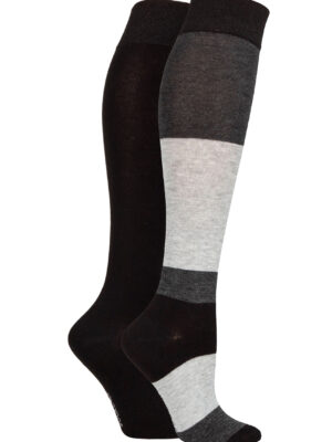 Bamboo knee high socks, ladies size 4 to 8 colour Charcoal 2 pairs